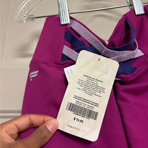 Fabletics Purple Kessler High Waisted Strappy 7/8 leggings